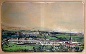Blanxy煤田的工业景观，Saone-et-Loire，1860年（纸上写字） 作者 伊格纳斯·弗朗索瓦·博霍姆